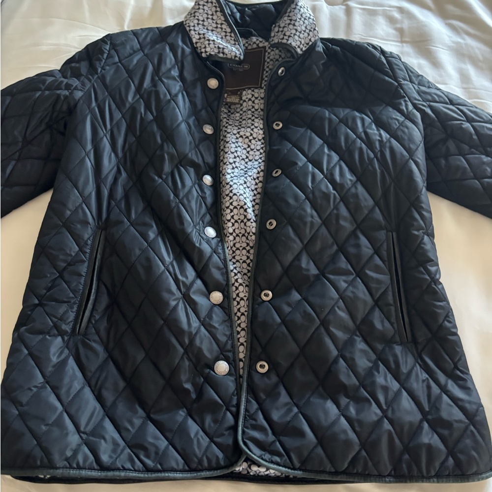 Coach Black Puffer Jacket with Quilted Design